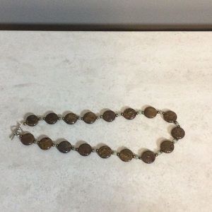 Round tiger eye stone 8” necklace